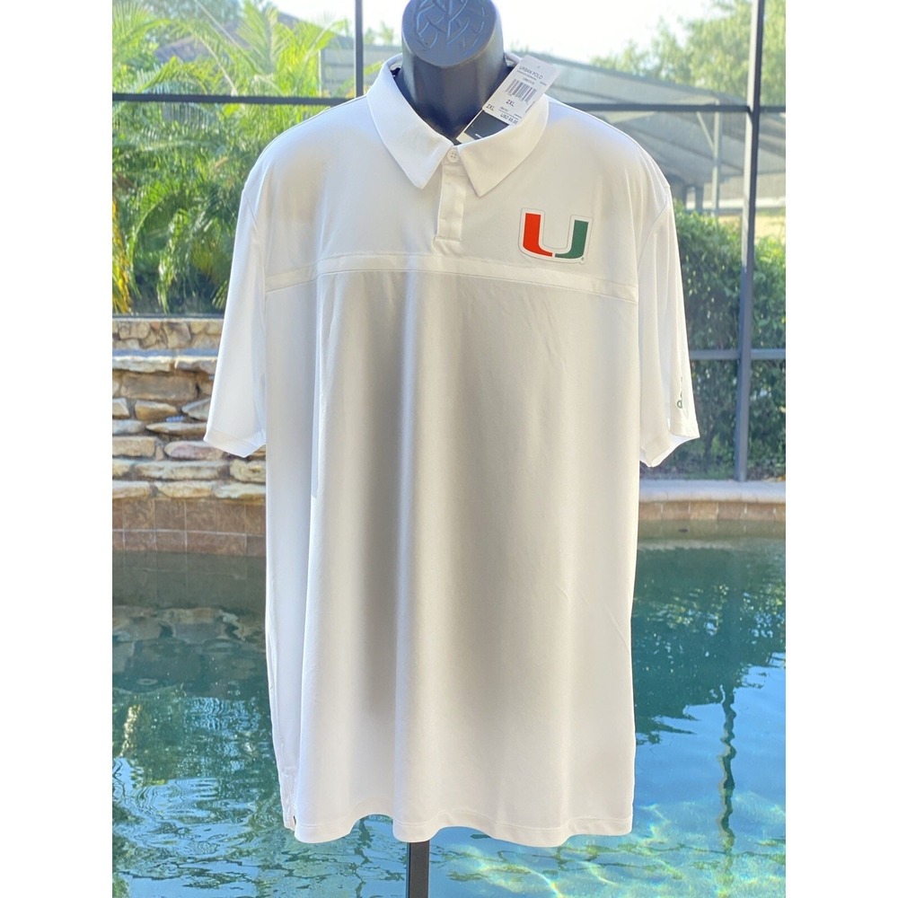 ADIDAS University of Miami Polo 2XL Men's White New with Tags